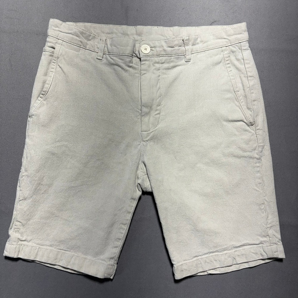 Zara Mens Chino Shorts Size 31 Beige Stone Cotton Twill Casual Summer Walking
